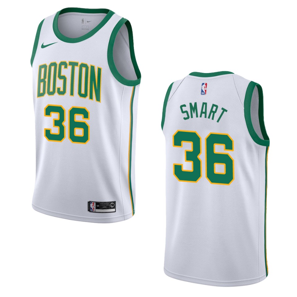 Men's Boston Celtics Marcus Smart #36 City 2019-20 White Swingman Jersey 2401LGND